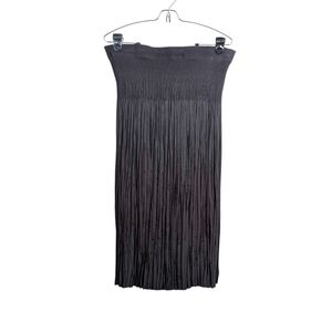 Babette Crinkle Pleated Midi Skirt XL Embroidered Lagenlook Artsy Avant Garde